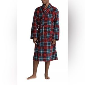 Polo Ralph Lauren Men's Microfiber Plaid Shawl Collar Robe Size S/M